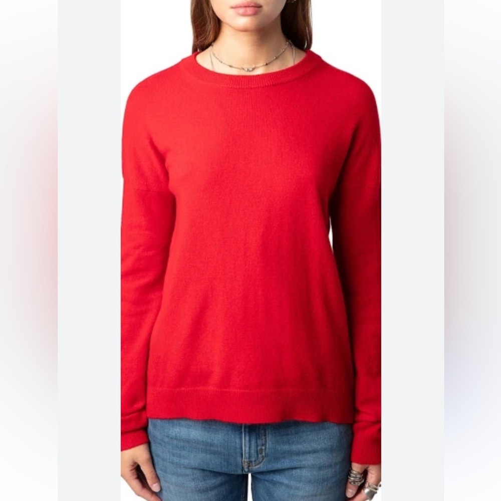 GAP luxe Coral Crew Neck Long Sleeve Knit Button shoulder Sweater womens size XS